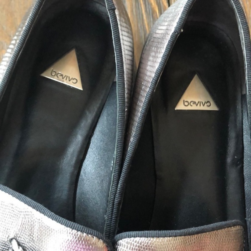 Bevivo Silver/black tasseled women’s slide loafers - Picture 6 of 8
